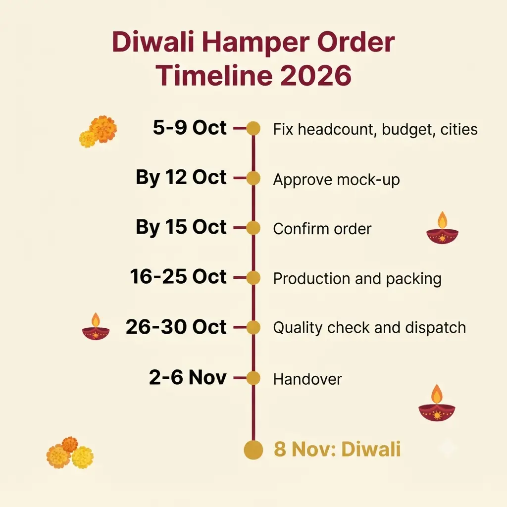 Week-by-week timeline to order Diwali corporate gift hampers in 2026